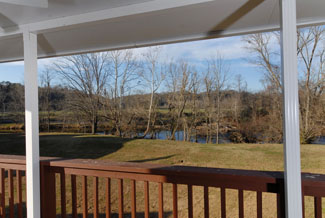 Pigeon Forge Little Pigeon River Riverfront Chalet Outdoor Covered Porch